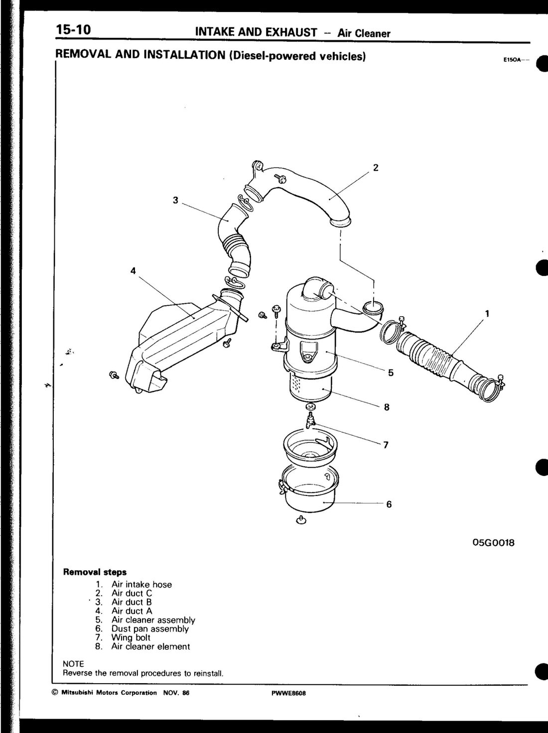 Factory manual exploded diagram — air cleaner assembly (diesel), page 15-10