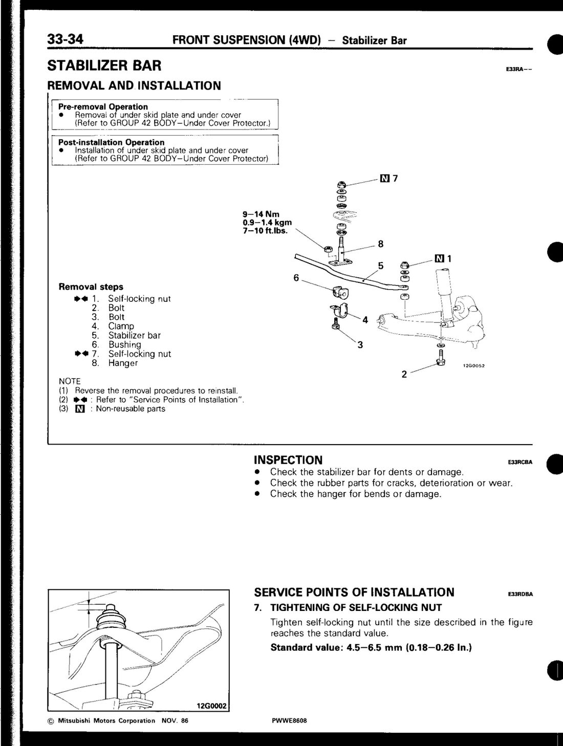 Factory manual exploded diagram — stabilizer bar, page 33-34